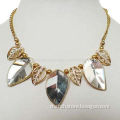 Fancy Gold-plated Necklace with Leaves Pattern Hanging, Decorated with Crystals and Rhinestones
